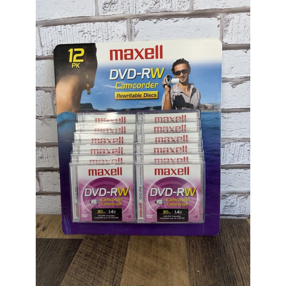 Maxwell 12 Pack DVD-RW Camcorder 30 minute 1.4 GB Rewritable Discs - New Sealed